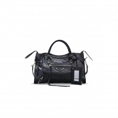 BALENCIAGA WOMEN LE CITY BAG  MEDIUM  IN BLACK 8063952ABEK1000 (38*24*15cm)
